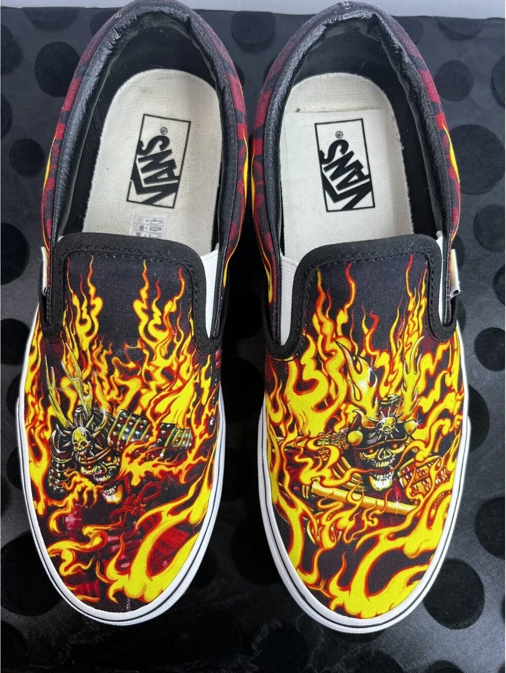 Vans Classic Slip-On Samurai Flame Shoes Men’s 8.5 Women’s 10 Red Black Excellen